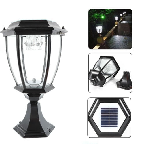Outdoor Waterproof 5W Solar Powered LED Light Post Lamp Garden Yard Lantern 